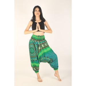 Tribal Dashiki  Unisex Aladdin drop crotch pants in Green PP0056 020060 02