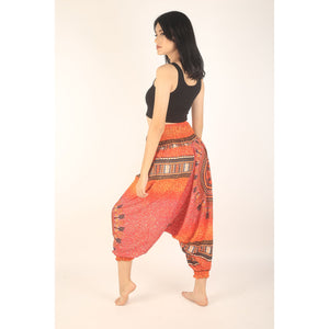 Tribal Dashiki Unisex Aladdin drop crotch pants in Orange PP0056 020060 03