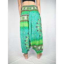 Load image into Gallery viewer, Tribal Dashiki  Unisex Aladdin drop crotch pants in Green PP0056 020060 02