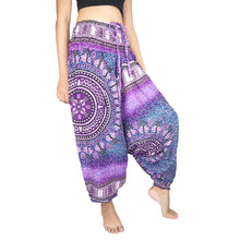 Load image into Gallery viewer, Tribal Dashiki  Unisex Aladdin drop crotch pants in Purple PP0056 020060 06
