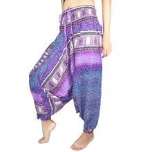 Load image into Gallery viewer, Tribal Dashiki  Unisex Aladdin drop crotch pants in Purple PP0056 020060 06