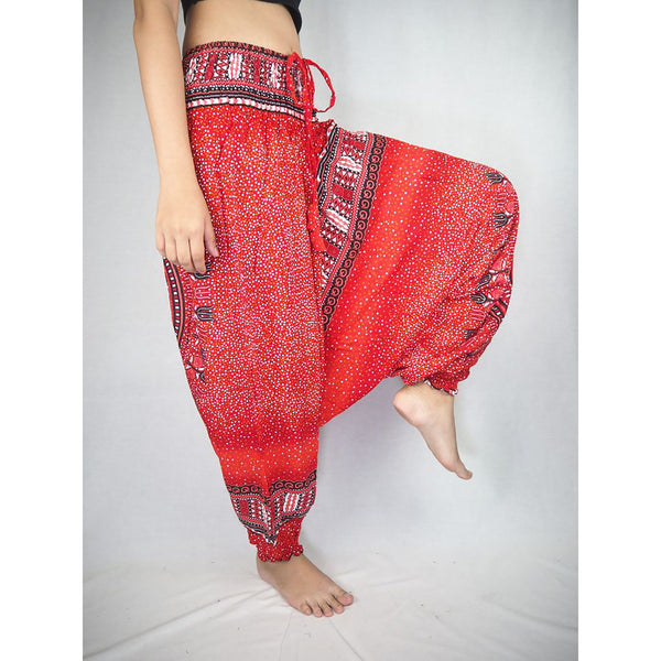 Tribal Dashiki  Unisex Aladdin drop crotch pants in Red PP0056 020060 05