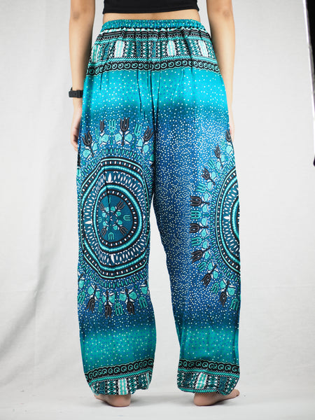 Tribal dashiki Unisex Drawstring Genie Pants in Green PP0110 020066 05