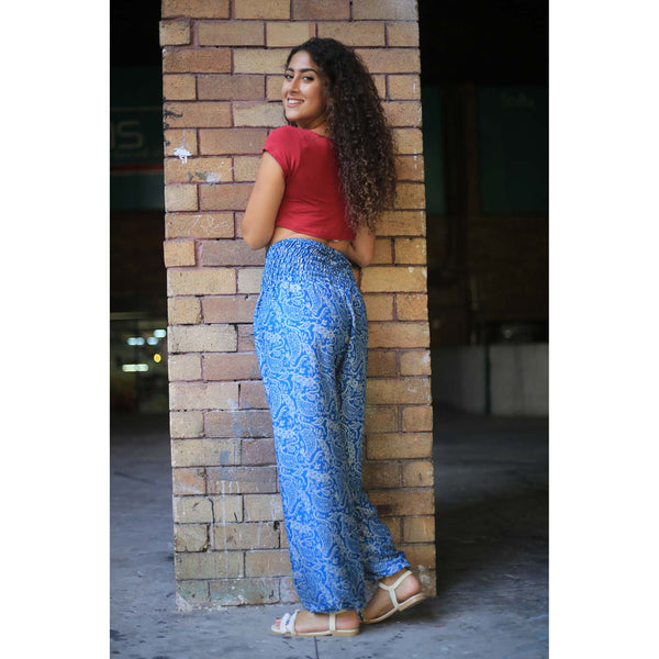 Flowers 150 women harem pants in Blue PP0004 020150 01