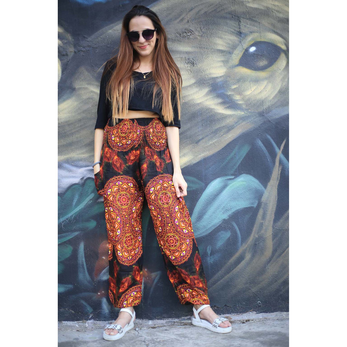 Handmade rose 130 women harem pants in Red PP0004 020130 01