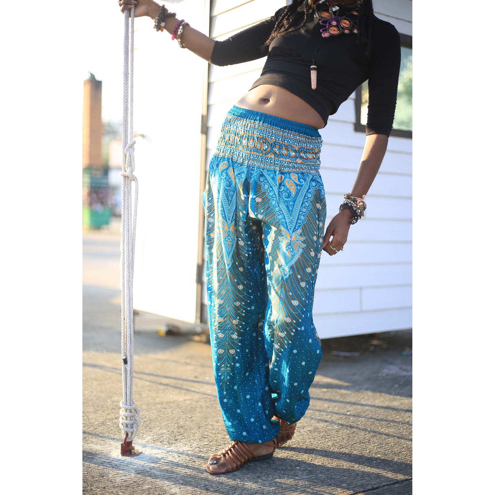 Peacock harem pants top