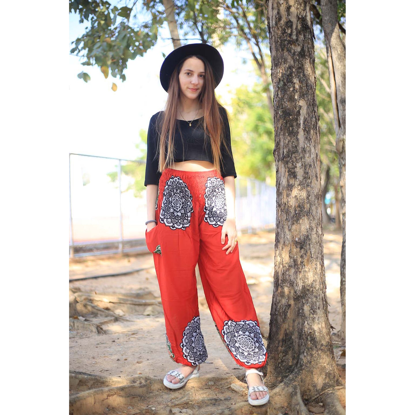 Simple mandala 165 women harem pants in Red PP0004 020165 01